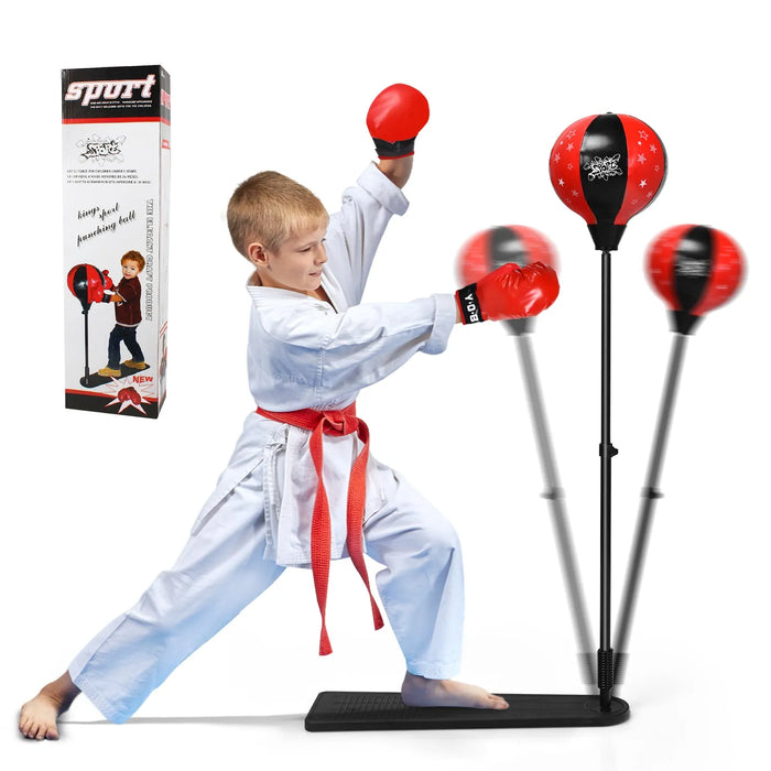 Kids Freestanding - Height Adjustable - Punching Bag with Stand and Air Pump - Little and Giant Explorers Costway