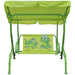 Kids green frog design swing seat with sunshade canopy for garden or patio relaxation