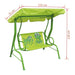 Kids frog design swing seat with green sunshade canopy for garden or patio, 115x75x110cm