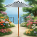 Kids Garden Striped Umbrella with Wooden Pole (Ø120 x 140cm) - Little and Giant Explorers vidaXL