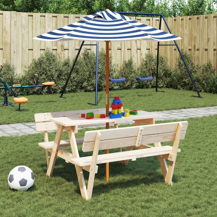 Kids Garden Striped Umbrella with Wooden Pole (Ø120 x 140cm) - Little and Giant Explorers vidaXL