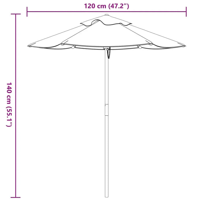 Kids Garden Striped Umbrella with Wooden Pole (Ø120 x 140cm) - Little and Giant Explorers vidaXL