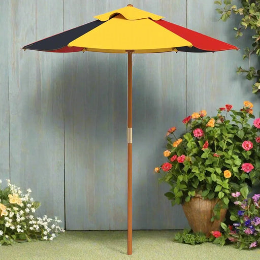 Kids Garden Umbrella with Wooden Pole in Multi-Colour (Ø120 x 140cm) - Little and Giant Explorers vidaXL