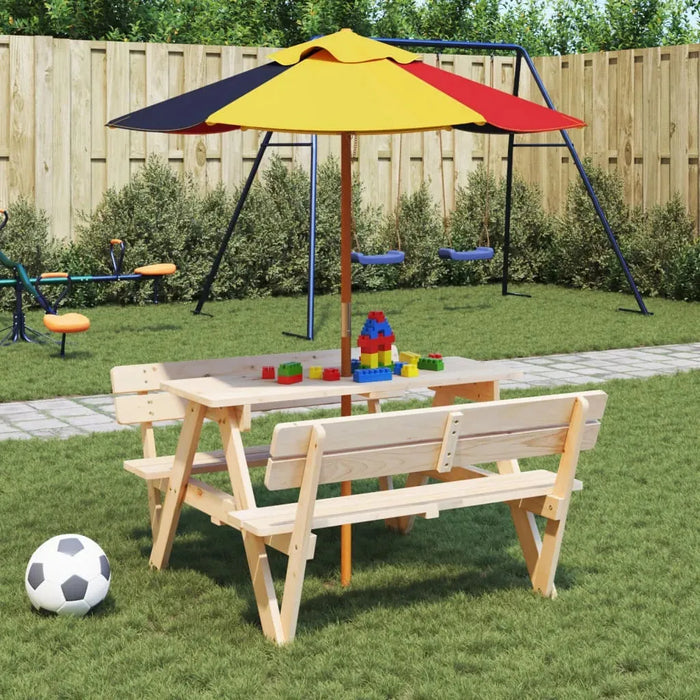 Kids Garden Umbrella with Wooden Pole in Multi-Colour (Ø120 x 140cm) - Little and Giant Explorers vidaXL