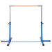 Blue steel adjustable kids gymnastic horizontal bar with wooden top bar