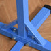 Blue steel frame base of kids gymnastic horizontal bar on wood floor