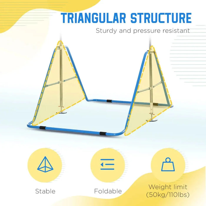 Kids Gymnastics Bar with Adjustable Height and Foldable Training Bar in Blue - Little and Giant Explorers HOMCOM