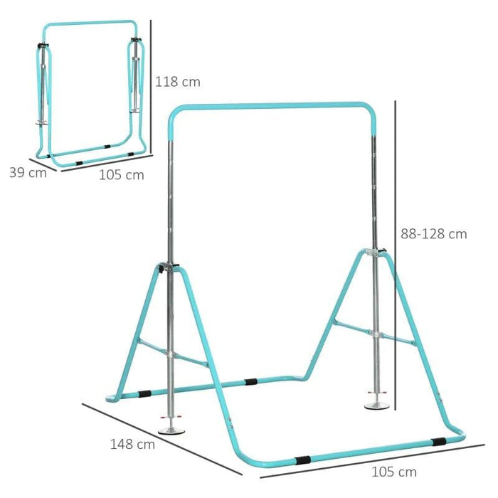 Kids Gymnastics Bar with Adjustable Height and Foldable Training Bar - Little and Giant Explorers HOMCOM