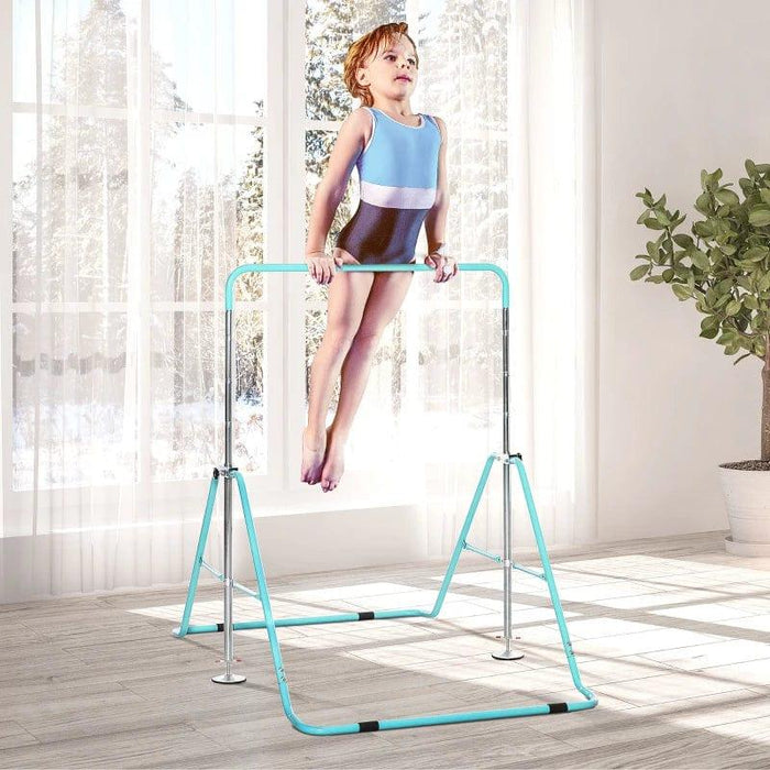 Kids Gymnastics Bar with Adjustable Height and Foldable Training Bar - Little and Giant Explorers HOMCOM