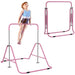 Kids Gymnastics Bar with Adjustable Height and Foldable Training Bar in Pink - Little and Giant Explorers HOMCOM