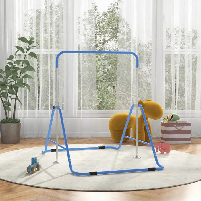 Kids Gymnastics Bar with Foldable Training Bar in Blue - Little and Giant Explorers HOMCOM