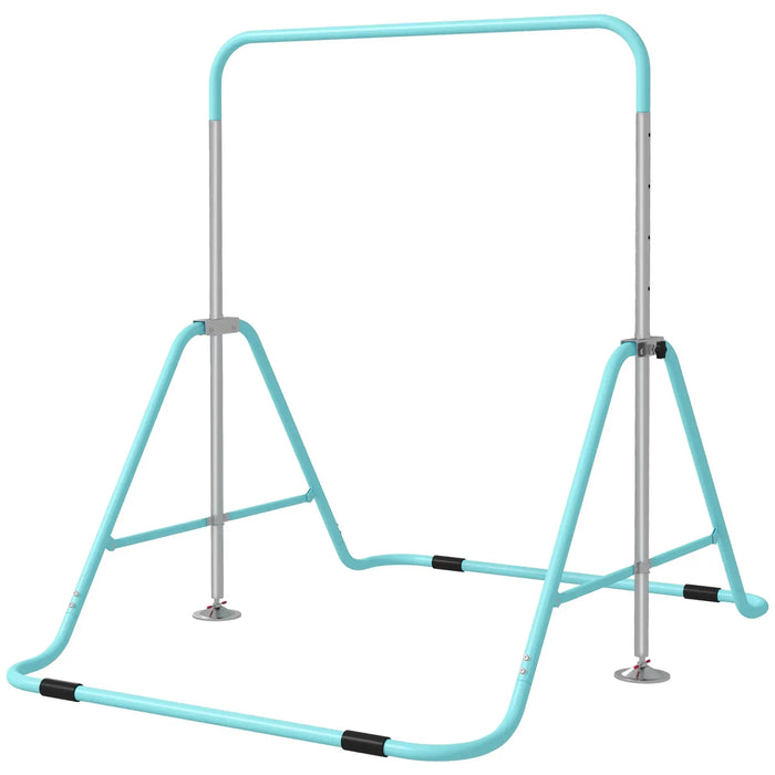 Kids Gymnastics Bar with Foldable Training Bar in Light Blue - Little and Giant Explorers HOMCOM