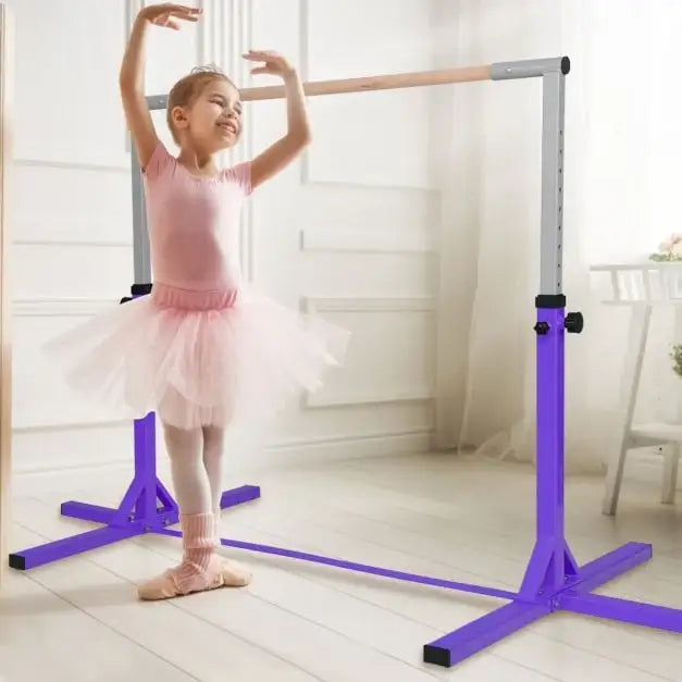 Kids Gymnastics Horizontal Bar - Purple | Adjustable Height - Steel and Wood COSTWAY - Little and Giant Explorers Costway