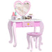 Kids Heart Theme Vanity Table with Stool and Mirror - Little and Giant Explorers AIYAPLAY