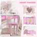 Kids Heart Theme Vanity Table with Stool and Mirror - Little and Giant Explorers AIYAPLAY