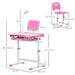 Height Adjustable Study/Art Desk and Chair Set with USB Lamp and Storage Drawer in Pink - Little and Giant Explorers HOMCOM