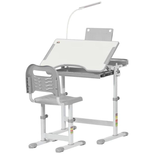 Height Adjustable Study/Art Desk and Chair Set with USB Lamp and Storage Drawer - Little and Giant Explorers HOMCOM