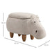 Kids hippo storage stool with wooden legs, hidden compartment, and size dimensions