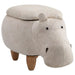 Kids hippo storage stool with wooden legs and hidden storage compartment