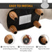 Bottom view of kids hippo storage stool showing wooden legs and easy assembly steps