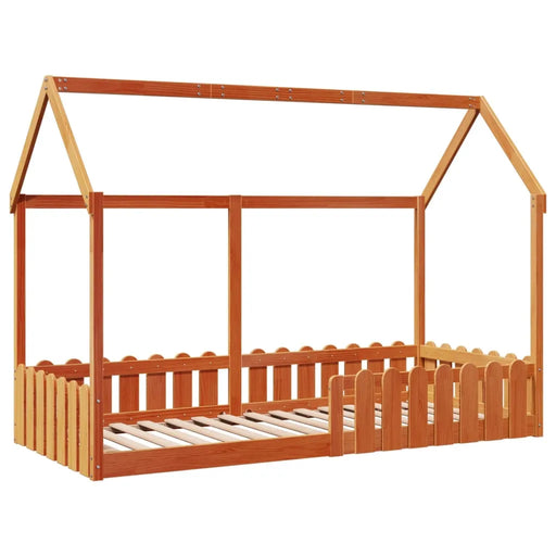 Kids House Bed Frame in Wax Brown and Solid Wood Pine (90 x 200cm) - Little and Giant Explorers vidaXL