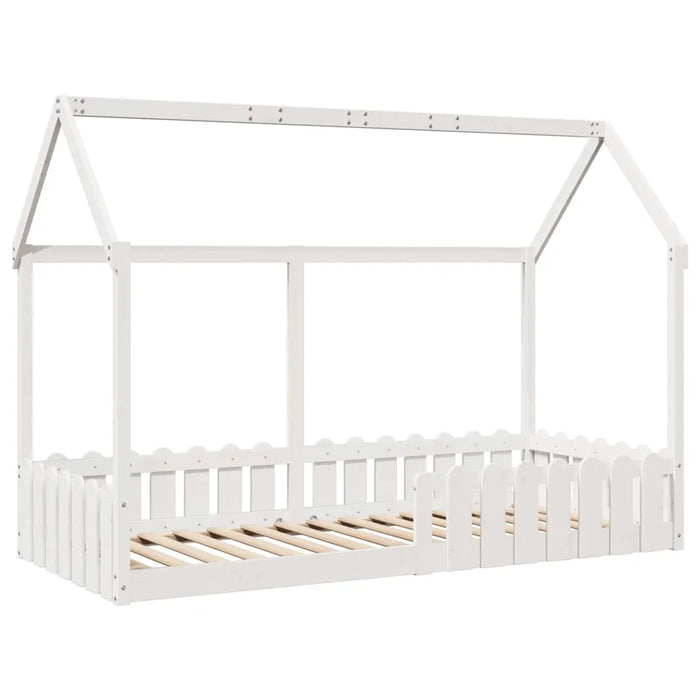 Kids House Bed Frame in White and Solid Wood Pine (90 x 200cm) - Little and Giant Explorers vidaXL