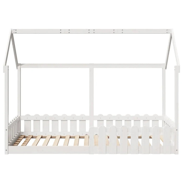 Kids House Bed Frame in White and Solid Wood Pine (90 x 200cm) - Little and Giant Explorers vidaXL