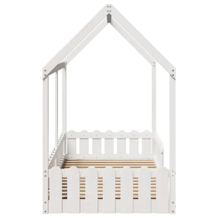 Kids House Bed Frame in White and Solid Wood Pine (90 x 200cm) - Little and Giant Explorers vidaXL