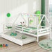 Kids House Daybed with Trundle White | Magical Design with Sleepover Solution - Little and Giant Explorers Costway