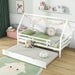 Kids House Daybed with Trundle White | Magical Design with Sleepover Solution - Little and Giant Explorers Costway