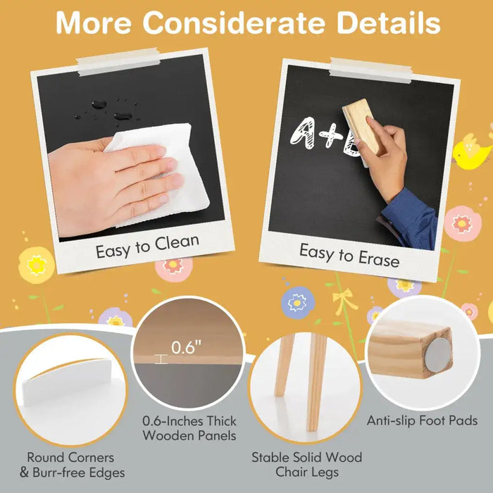 Kids House-Shaped Desk and Chair Set | Storage and Learning with Blackboard - Little and Giant Explorers Costway