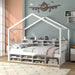 House-Shaped Platform Bed – White Solid Wood with 14 Storage Compartments | COSTWAY - Little and Giant Explorers Costway