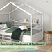 House-Shaped Platform Bed – White Solid Wood with 14 Storage Compartments | COSTWAY - Little and Giant Explorers Costway