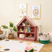 Kids House-Shaped Wooden Bookcase – Pink | 3-Tier Storage Unit with 5 Cubbies COSTWAY - Little and Giant Explorers Costway