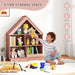 Kids House-Shaped Wooden Bookcase – Pink | 3-Tier Storage Unit with 5 Cubbies COSTWAY - Little and Giant Explorers Costway