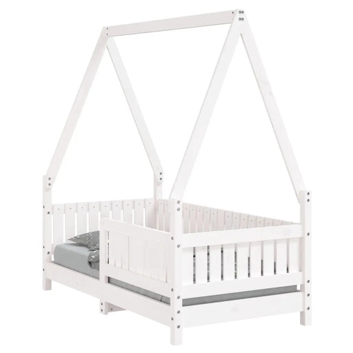 Kids House-Style Bed Frame in White and Solid Wood Pine (70 x 140cm) - Little and Giant Explorers vidaXL