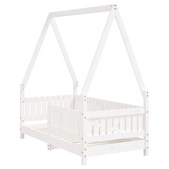 Kids House-Style Bed Frame in White and Solid Wood Pine (70 x 140cm) - Little and Giant Explorers vidaXL