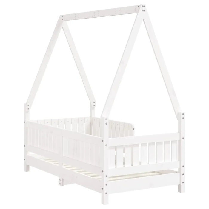 Kids House-Style Bed Frame in White and Solid Wood Pine (70 x 140cm) - Little and Giant Explorers vidaXL