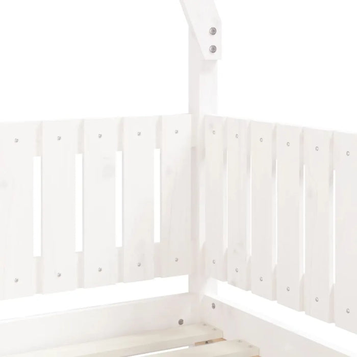 Kids House-Style Bed Frame in White and Solid Wood Pine (70 x 140cm) - Little and Giant Explorers vidaXL