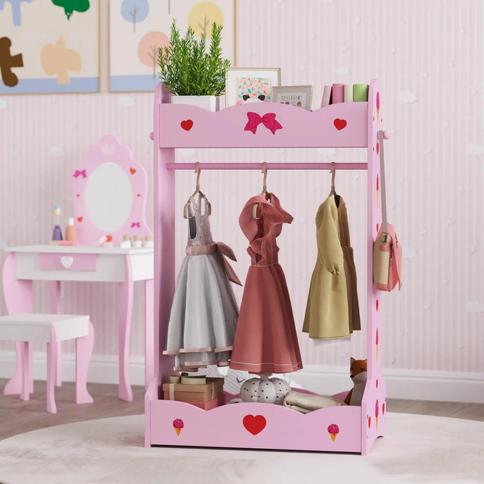 Kids 'Ice Cream' Clothes Rail with 2 Storage Shelves - Little and Giant Explorers AIYAPLAY