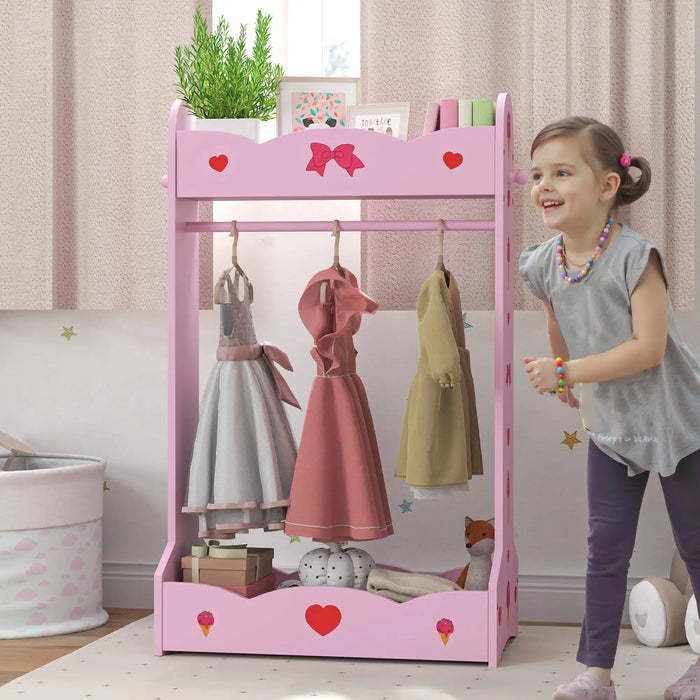 Kids 'Ice Cream' Clothes Rail with 2 Storage Shelves - Little and Giant Explorers AIYAPLAY