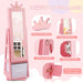 Kids Jewellery Cabinet and Full Length Mirror in Pink - Little and Giant Explorers Costway