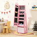 Kids Jewellery Cabinet - Pink | Full-Length Mirror with Crown-Design - 360° Swivel COSTWAY - Little and Giant Explorers Costway