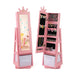Kids Jewellery Cabinet - Pink | Full-Length Mirror with Crown-Design - 360° Swivel COSTWAY - Little and Giant Explorers Costway