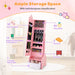 Kids Jewellery Cabinet with Full Length Mirror and Foldable Drawer in Pink - Little and Giant Explorers Costway