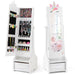 Kids Jewellery Cabinet with Full Length Mirror and Foldable Drawer in White - Little and Giant Explorers Costway