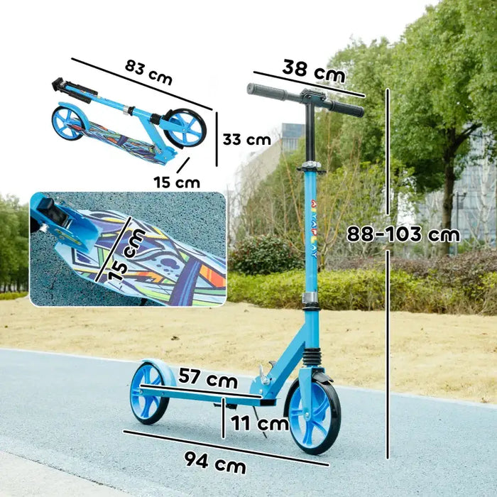 Kids Kick Scooter - Blue | 4-Level Adjustable Height - Rear Fender Brake AIYAPLAY - Little and Giant Explorers AIYAPLAY