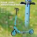 Kids Kick Scooter - Blue | 4-Level Adjustable Height - Rear Fender Brake AIYAPLAY - Little and Giant Explorers AIYAPLAY