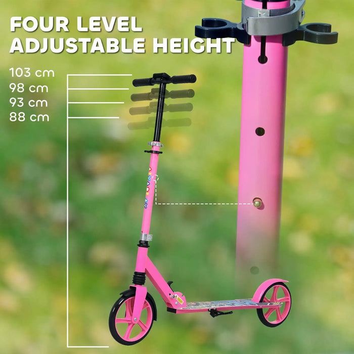 Foldable Kids Scooter with 200mm Big Wheel in Pink - Little and Giant Explorers AIYAPLAY