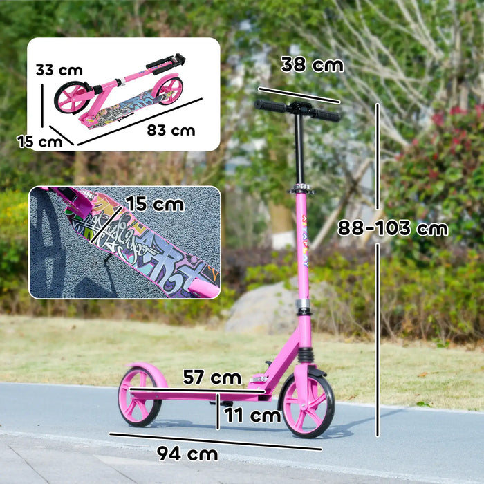 Foldable Kids Scooter with 200mm Big Wheel in Pink - Little and Giant Explorers AIYAPLAY